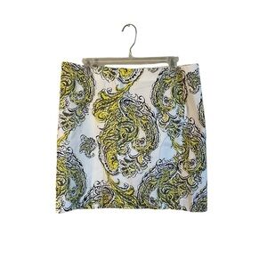 Ann Taylor Madison Skirt White and Yellow Print Womens Size PETITE 12